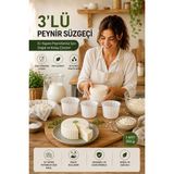 Akyüz Plastik 🧀 3'lü Silindir Peynir Süzgeci Kalıbı 450 gr | Saganaki / Mihaliç / Gravyer / Lor Peynir Yapım Kalı
