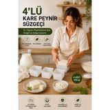 Akyüz Plastik 🧀 4'lü Kare Peynir Süzgeci Kalıbı 450 gr | Saganaki / Mihaliç / Gravyer / Lor Peynir Yapım Kalıbı 0 - 4 Adet