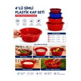 Akyüz Plastik ✨ 4'lü Simli Plastik Badya Seti | Gıda Temasına Uygun Çok Amaçlı Leğen Seti-