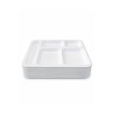 Akyüz Plastik 🍽️ 5 Bölmeli Tabldot Yemek Tabağı, 10 Adet-Endüstriyel Tabldot, Yemekhane Servis Tepsisi 40X28 cm-BEYAZ