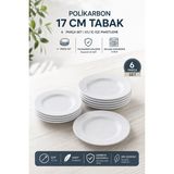 Akyüz Plastik 6’lı 17 cm Polikarbon Tatlı Tabağı Kırılmaz Servis ve Sunum Tabağı