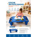 Akyüz Plastik 🎨💻☕ Çok Amaçlı Plastik Yer Sehpası | Çocuk Aktivite, Laptop, Kahvaltı ve Kamp Masası | Bölmeli Taşınabilir Mini Masa