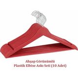 Akyüz Plastik 🧥elbise Askı, Pantolon Askı, Gömlek Askı, 10 Adet-Ahşap Görünümlü Plastik Askı-🧺 10’lu