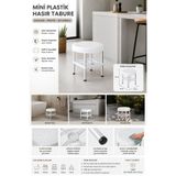 Akyüz Plastik 🪑 Mini Plastik Tabure 30 cm Kaymaz Ayaklı Metal Destekli Balkon Banyo Mutfak Taburesi