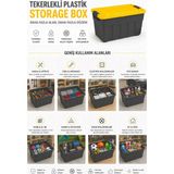Akyüz Plastik 🧰 Tekerlekli Plastik Storage Box 30 Litre 46X32X29 cm Kilitli Saklama Kutusu
