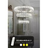 Akyzlighting 3'Lü Modern Sarkit Kristal Taşli Led Avize 3 Renk Kumandali ( Beyaz - Sari - Günişiği)
