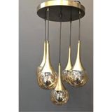 Akyzlighting Büyük Huni Eskitme Kaplama 5Li Glop Camlı Sarkıt Avize