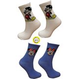 Al Bi 90lık 2'Li Set Mickey Mouse Ve Mini Mouse Pamuklu Kolej Çorap - 1BW-Beyaz - 37 - 44
