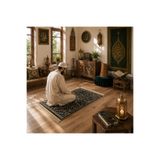 Al Haramain 001_Yeşil_4mm Medine-i Münevvere Mescid Modeli Dokuma Seccade