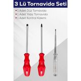 Al-Kar Ticaret 3'lü Tornavida Seti (Düz Tornavida + Yıldız Tornavida + Kontrol Kalemi)