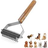 Al-Kar Ticaret Ahşap Saplı Çift Taraflı Kedi Köpek Bakım Kıtık Tüy Topak Açıcı Metal Dişli Evcil Hayvan Tarağı - Option-1