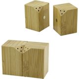 Al-Kar Ticaret Baharatlık Tuzluk 5X5CM Y:7cm 2parça Mıknatıslı Ikiz Ahşap Bambu Baharatlık Tuzluk