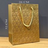 Al-Kar Ticaret Gold Geometrik Desenli Büyük Boy Karton Hediye Çantası