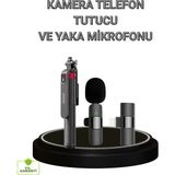 Al-Kar Ticaret Vlog ve Canlı Yayın Için Çift Yaka Mikrofonu ve Tripodlu Selfie Çubuğu Seti
