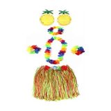 Al-Kar Ticaret Yetişkin ve Çuk Uyumlu Luau Ha Hawaii Rengarenk 40 cm Etek Ananas Şekilli Gözlük Hawaii Kolye Renkli Taç ve 2 Adet Bileklik Seti