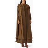 Al Mraikn Şık Iki Parçalı Abaya Seti Ince Organza ile Modern ve Geleneksel Tarzın Birleşimi - Kahverengi - 56