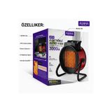 Al-NET Teknoloji Al-NET AT1H Elektrikli Isıtıcı Fan Siyah | 3000 W Hızlı Isınma 3 Kademeli Ayar | Sessiz PTC