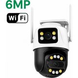 Al-tech Bilişim 6mp Çift Lens Wifi Ip Güvenlik Kamerası 360° Ptz Hareket Takipli Gece Görüşlü IP66 Su Geçirmez Sesli Alarm 2 Yönlü Konuşma - Beyaz
