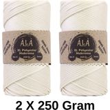 Ala Depo 2 Adet Xl Polyester Makrome No:6 (Kalın) Çanta Ipi 2X250 Gram (Toplam 500 Gram) - Krem