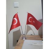 Ala Dizayn Ikili Masa Bayrağı Türk Bayrağı 15X22,5 cm 1 Adet - Ev, Ofis ve Şirket Kullanımına Uygun