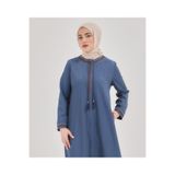 Ala Ferace Terletme Yapmaz Indigo Işleme Detaylı Ferace, Indigo