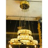 Ala Lighting Kristal Taş Işlemeli 304 Sarı Paslanmaz Metal Avize Gold Renkli Şık Tasarım
