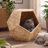 Ala Wood Osb Ahşap Geometrik Kedi Yuvası / Dekoratif Pet Evi