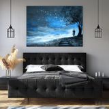 Alacakaranlıkta Aşıklar Yağlı Boya Dokulu Tablo 100X150 Gold Çerçeveli
