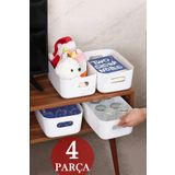 Alacarte 4 ADET 3.5 Litre Dolap Içi ve Buzdolabı Düzenleyici, Banyo, Mutfak Organizer Sepet Seti - Beyaz