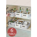 Alacarte 6 Adet 3.5 Litre Dolap Içi Ve Buzdolabı Düzenleyici, Banyo, Mutfak Organizer Sepet Seti - Beyaz