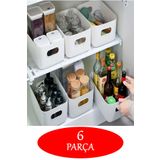 Alacarte 6 ADET Beyaz 3.5 Litre Basic Dolap Içi, Buzdolabı Düzenleyici, Banyo Organizer Sepet