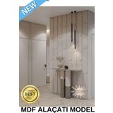 Alacatı Model Mdf Duvar Paneli 1 Adet 40x40cm Dekoratif Duvar Çıtası Ahşap Panel Boyanabilir Ham Mdf