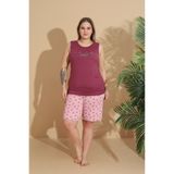 ALACURVE Kadın Büyük Beden Curve Şortlu Pijama Takımı Desenli Milan Kumaş