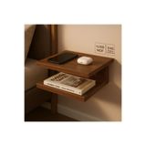 ALADAĞ HOME Minimalist Duvar Tipi Ceviz Yatak Yanı Raf – 2 Katlı Telefon ve Saat Rafı 30x25 cm