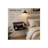ALADAĞ HOME Modern Siyah 30x25 Duvar Rafı – %100 MDF, 2 Katlı, Dekoratif ve Kullanışlı Tasarım