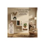 ALADAĞ HOME Modern Z Tipi Duvar Rafı Beyaz Dekoratif Zigzag Raf Minimal Kitaplık Duvar Rafı MDF