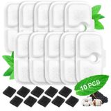 ALAFAT Yedek Kedi Çeşmesi Filtreleri 2,5L/80oz Dockstream Kedi Çeşmesi PLWF005/PLWF115/PLWF105,10 Paket Üçlü Hareketli Pet Çeşme Filtresi ve Ön Filtre Süngerleri ile Uyumlu