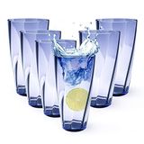 Alaiselit Kırılmaz Plastik Bardaklar Plastik İçecek Bardakları Bardağı, Büyük Su Bardağı Seti (6'lı Set, 708 g) Bulaşık Makinesinde Yıkanabilir Highball İçecek Bardakları. (Yeni Mavi)