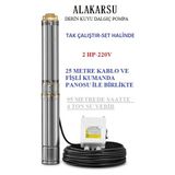 Alakarsu 2 Hp Derin Kuyu Dalgıç Pompa 25 Metre Kablo ile Yüksek Performanslı Temiz Su Pompası