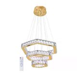 Alalighting Gold 3 Katlı Altıgen Ledli Kristal Taşlı Lüks Avize