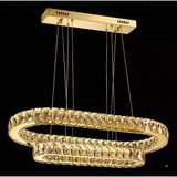 Alalighting Modern Çift Katlı Oval Kristal Avize 201 Paslanmaz Çelik K9 Taşlı Dimmerli Kumandalı (3 Renk / 4 Mod)