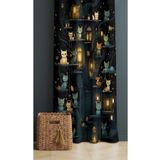 ALAMODECOR Ev ve Kedi Model Tek Kanat Genç Odası Fon Perde