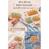 ALAMODECOR İngilizce Motivasyon Yazılı 30×30 cm Dikilebilir Sticker Kumaş Seti – Kes & Dik