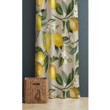 ALAMODECOR Limon Ve Yaprak Desenli Sarı Ve Yeşil Renk Mutfak Fon Perdesi Tek Kanat