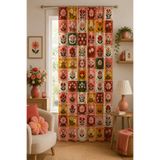 ALAMODECOR Pinterest Model Çiçekli Kutu Şeklinde Tek Kanat Kornişle Uyumlu Fon Perde