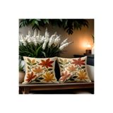 ALAMODECOR Punch Nakış Desenli Çift Tara0flı Dijital Baskılı Sonbahar Yaprakları Temalı 2li Kırlent Kılıfı