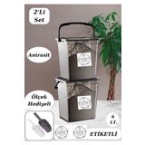 Alamut Home Deterjan Kutusu 2'li Renkliler Ve Beyazlar Için 6 Litre Un Ve Bakliyat Kabı (ANTRASİT) Deterjanlık