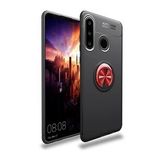 Alan Şanslı Huawei Y6P Range Yüzüklü Silikon Siyah Kırmızı Kılıf