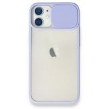 Alan Şanslı iPhone 11 Lila Palm Buzlu Kamera Sürgülü Silikon Kılıf