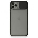Alan Şanslı iPhone 11 Pro Siyah Palm Buzlu Kamera Sürgülü Silikon Kılıf